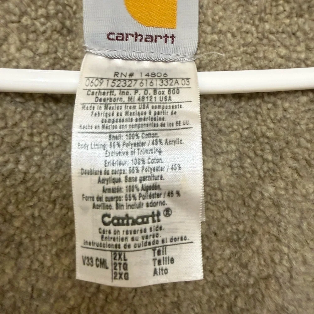 Vintage Carhartt Brown Canvas Work Vest with Fleece Lining